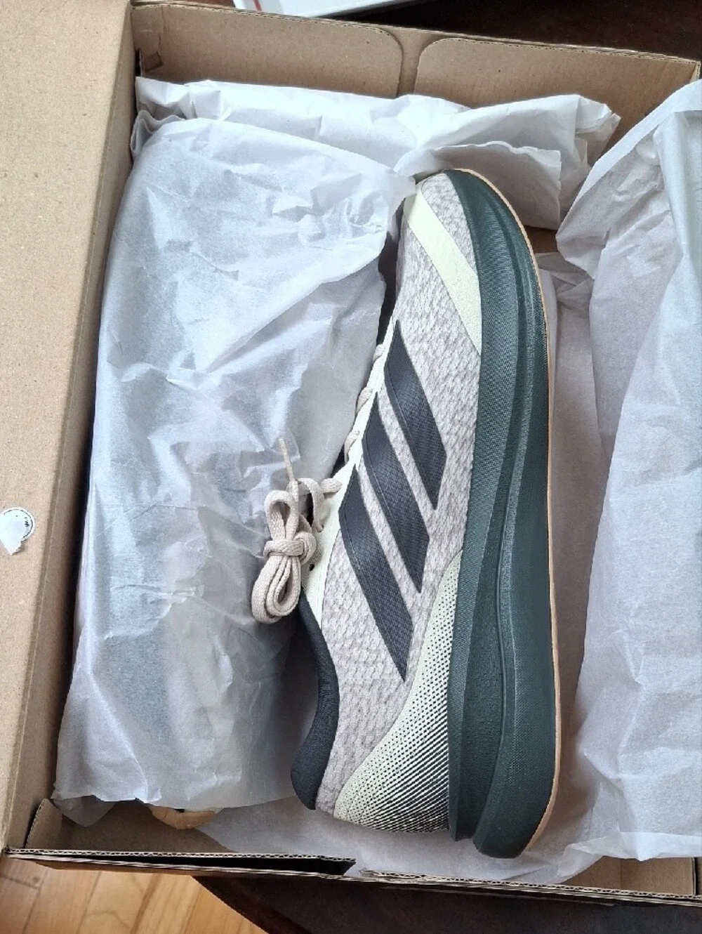 adidas Beige and Black Mesh Running Shoe